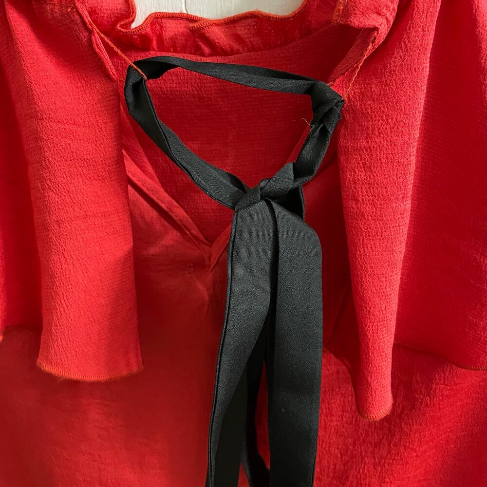 Maje Red Ruffle Lierro Blouse - Picture 5 of 7